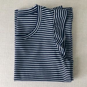 J. Crew Ruffle Sleeve Navy and White Stripped Top